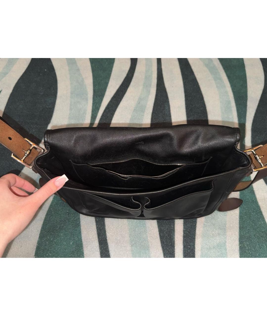 HERMES Черная кожаная сумка на плечо, фото 3