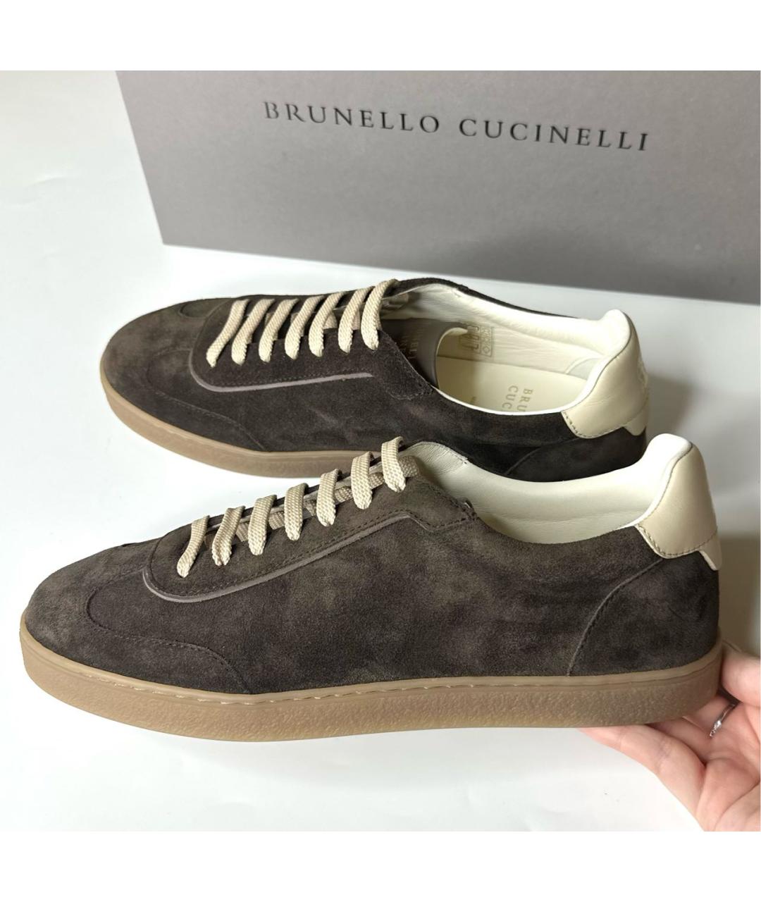 BRUNELLO CUCINELLI Коричневые замшевые низкие кроссовки / кеды, фото 2
