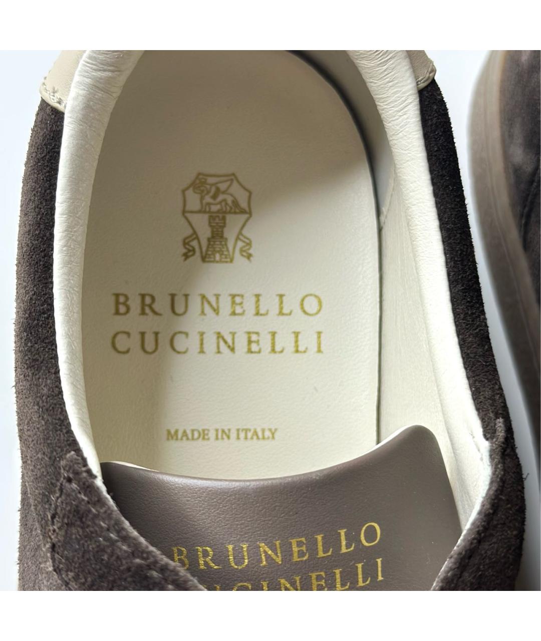 BRUNELLO CUCINELLI Коричневые замшевые низкие кроссовки / кеды, фото 4