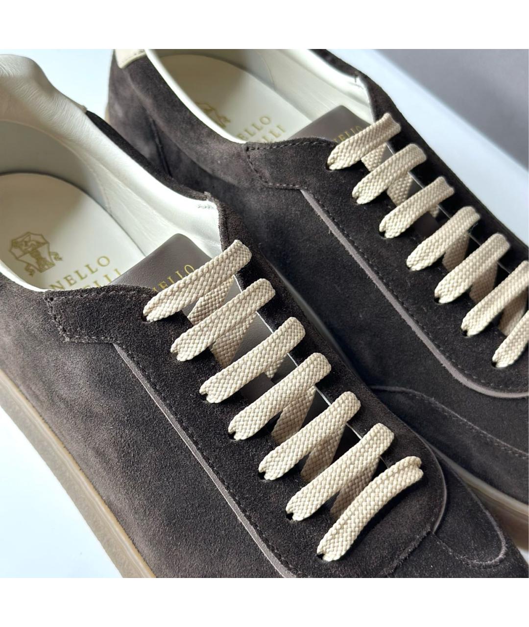 BRUNELLO CUCINELLI Коричневые замшевые низкие кроссовки / кеды, фото 3