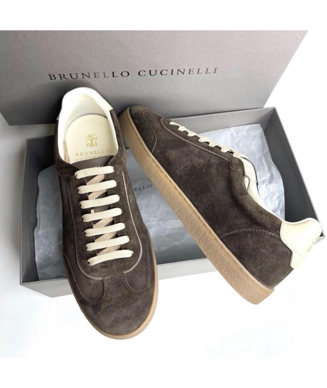 BRUNELLO CUCINELLI Коричневые замшевые низкие кроссовки / кеды, фото 8