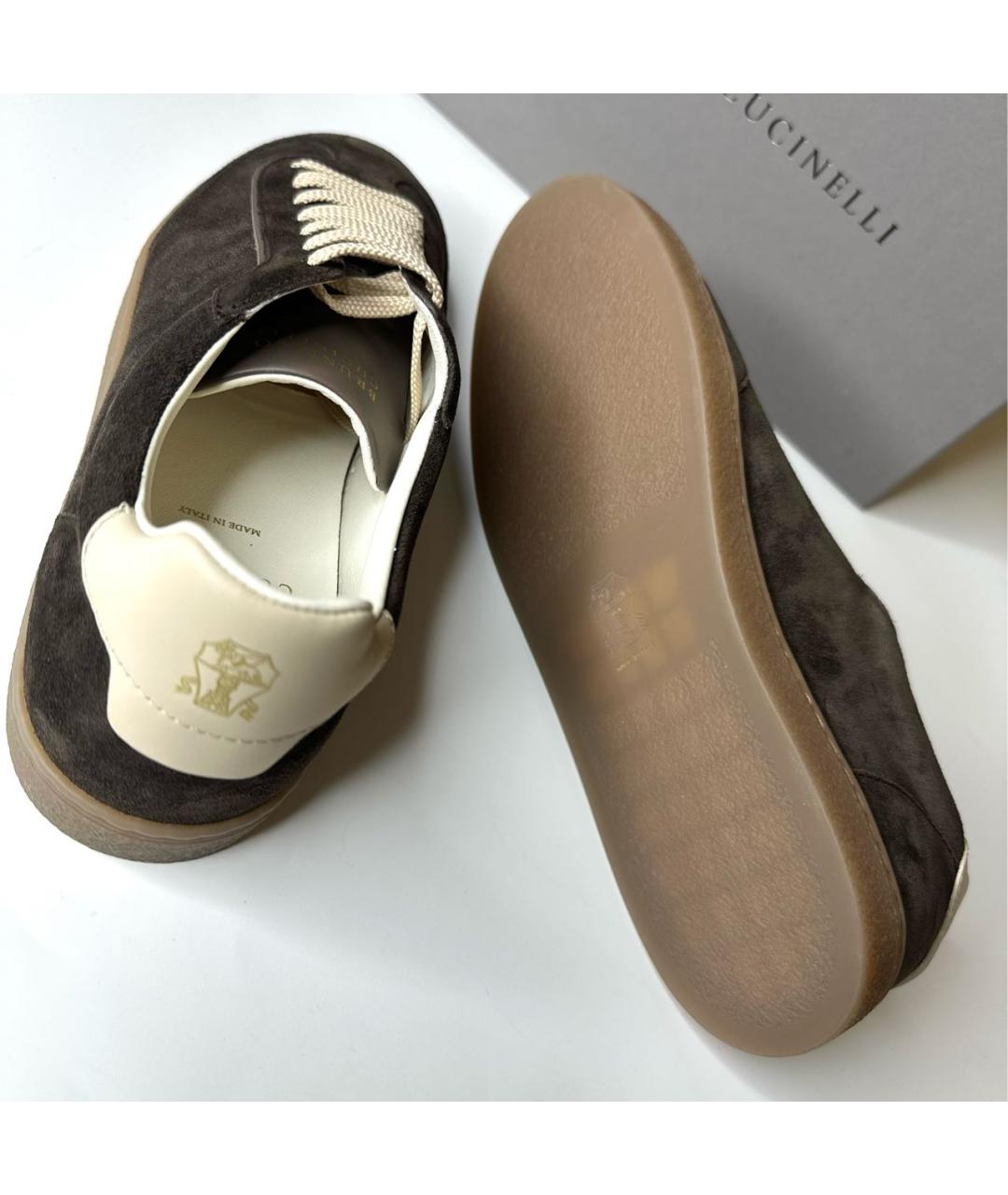BRUNELLO CUCINELLI Коричневые замшевые низкие кроссовки / кеды, фото 6
