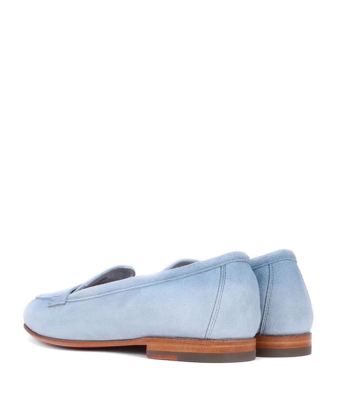 SANTONI Голубые замшевые лоферы, фото 4