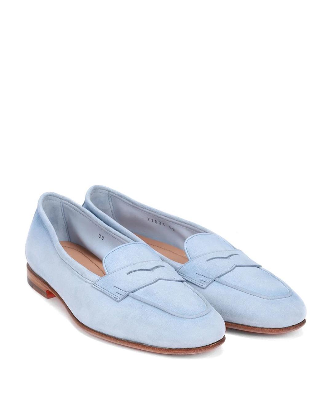 SANTONI Голубые замшевые лоферы, фото 2