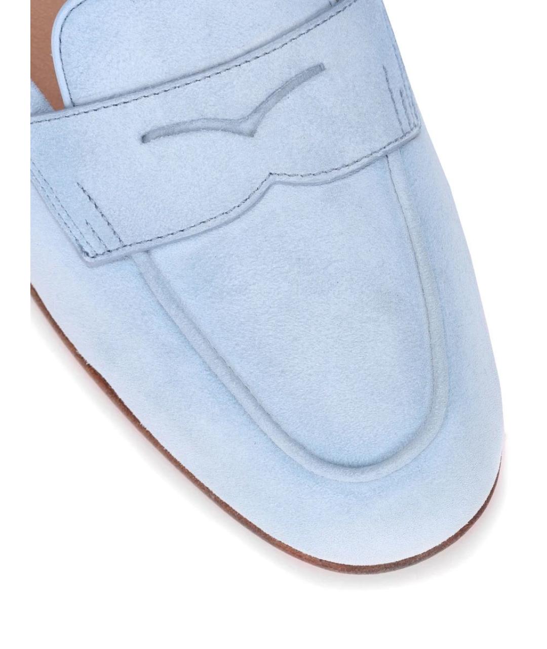 SANTONI Голубые замшевые лоферы, фото 5