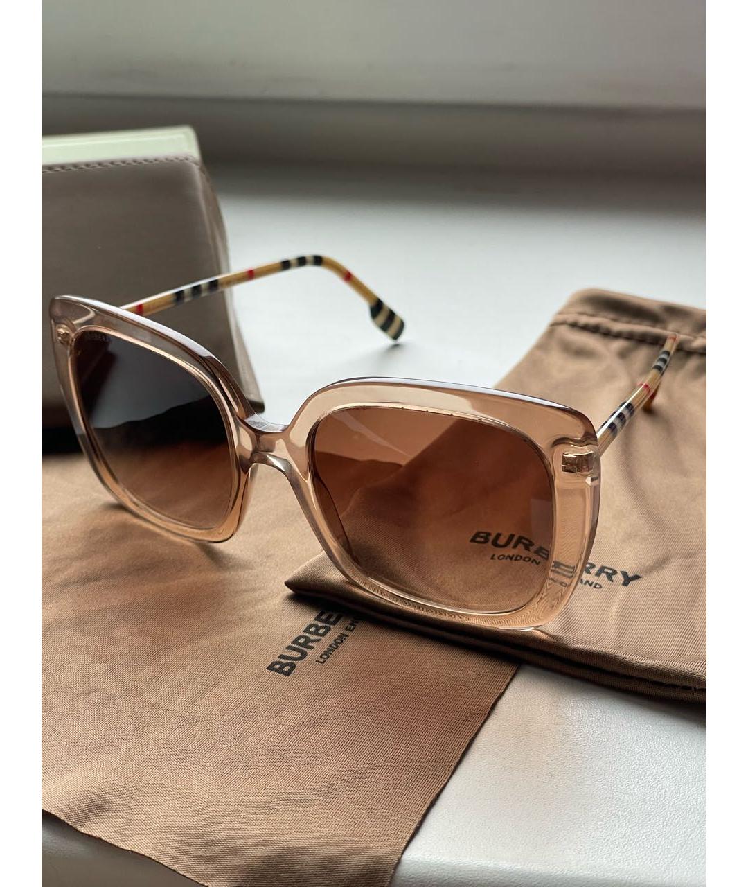 BURBERRY Коричневые пластиковые солнцезащитные очки, фото 2