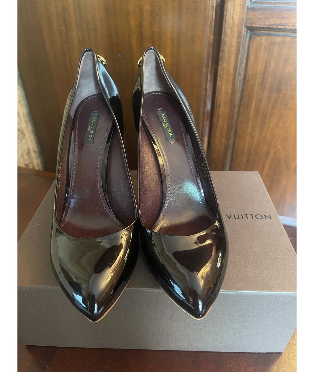 LOUIS VUITTON PRE-OWNED Бордовые туфли из лакированной кожи, фото 2