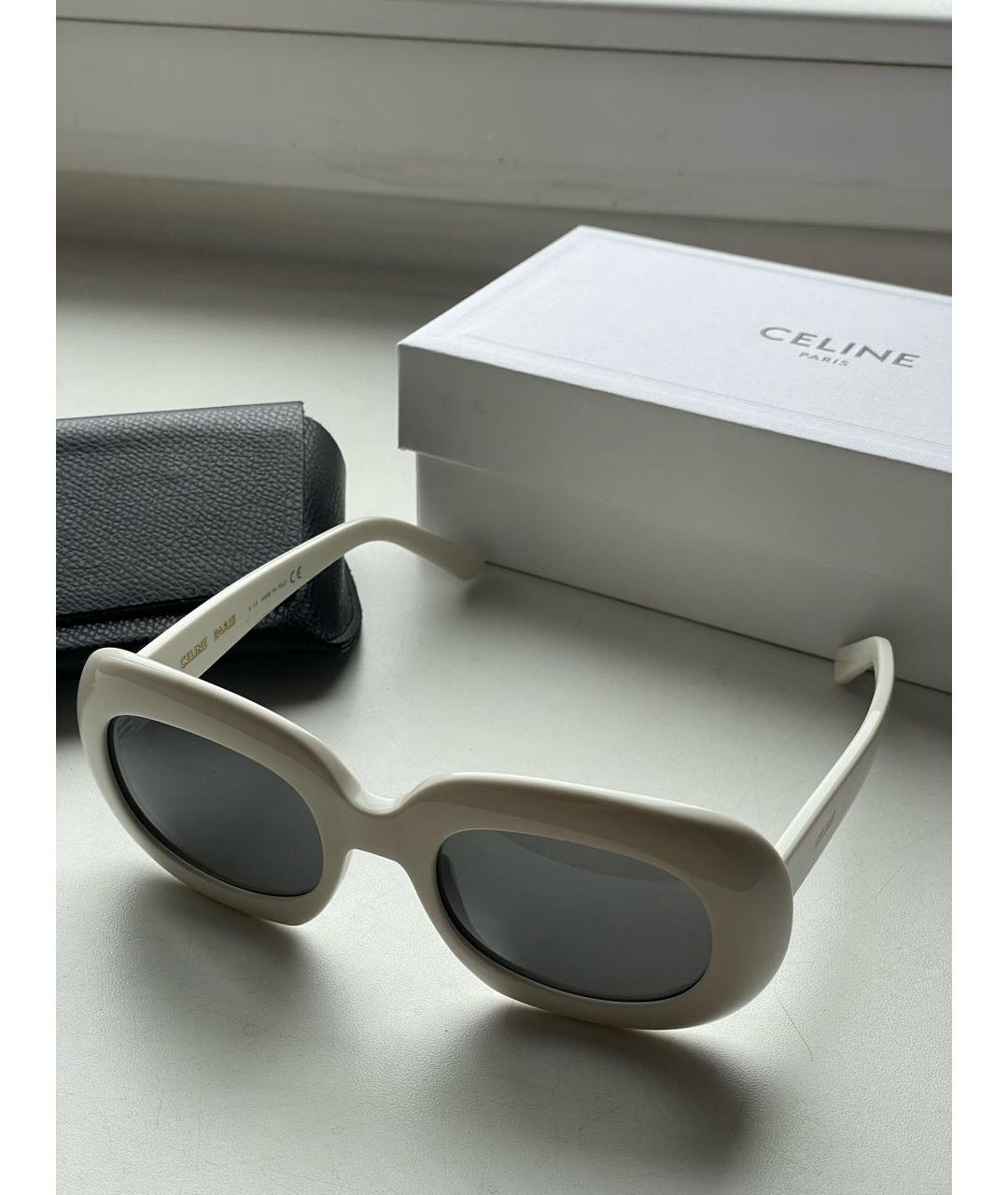 CELINE Белые пластиковые солнцезащитные очки, фото 4