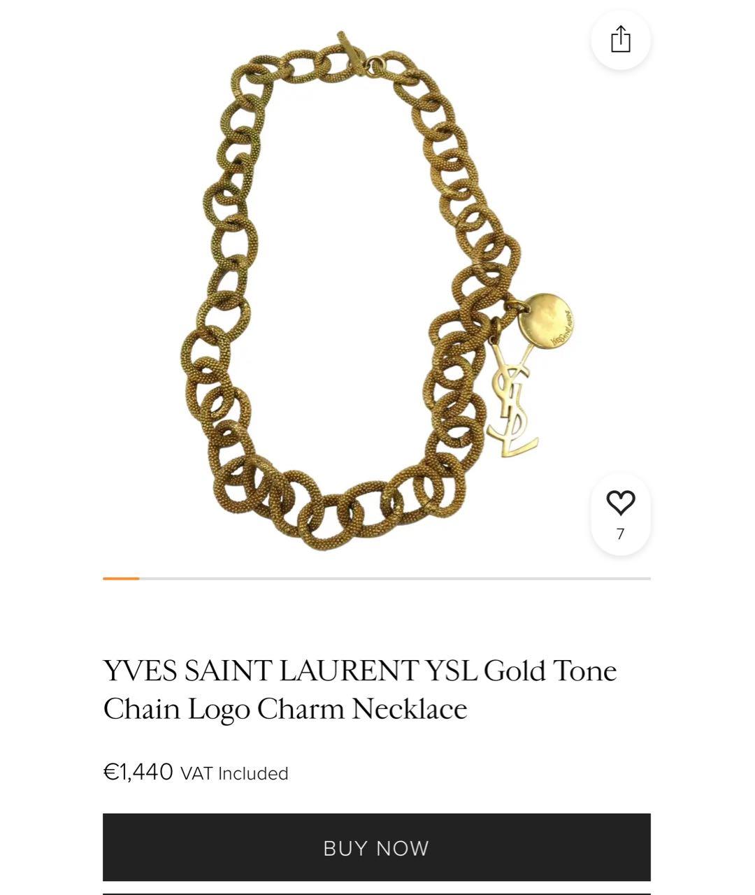 SAINT LAURENT Золотое колье, фото 8