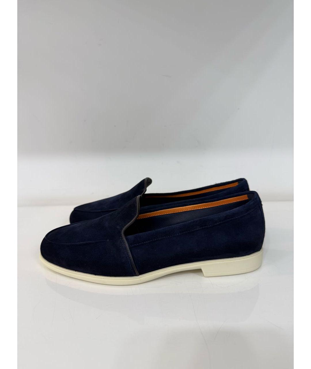 SANTONI Темно-синие замшевые лоферы, фото 4