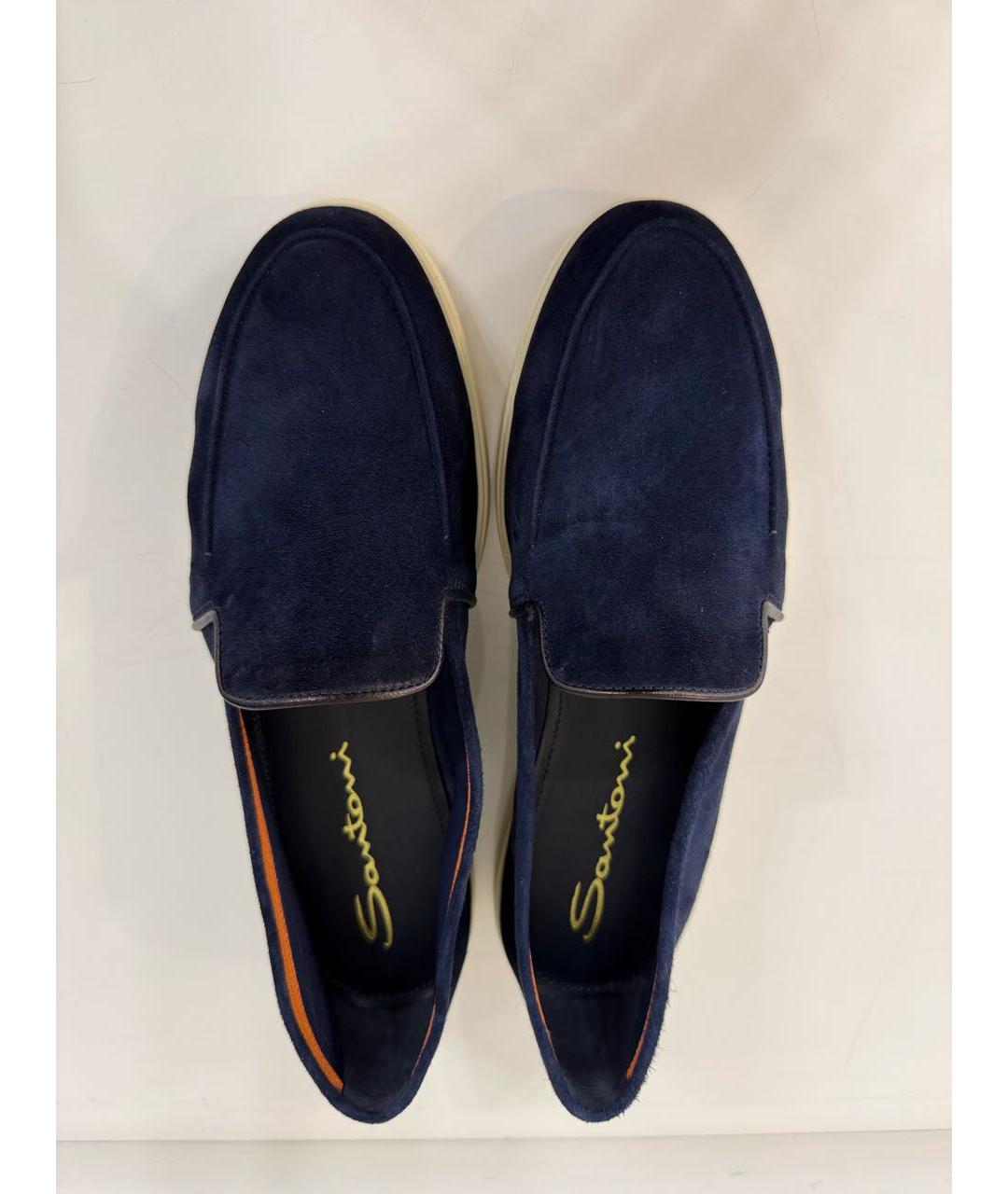 SANTONI Темно-синие замшевые лоферы, фото 3