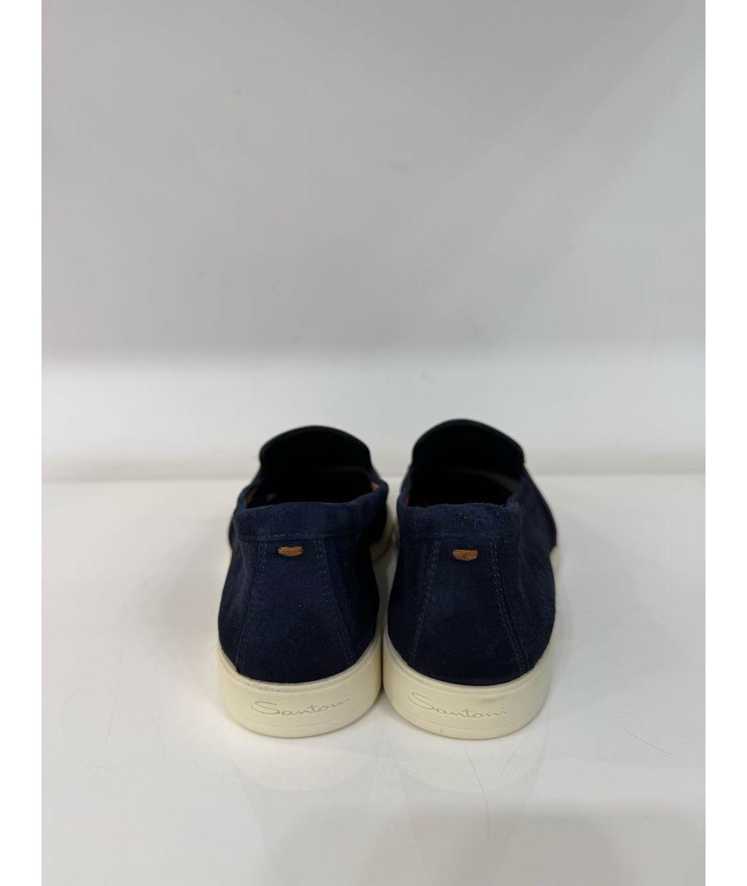 SANTONI Темно-синие замшевые лоферы, фото 5