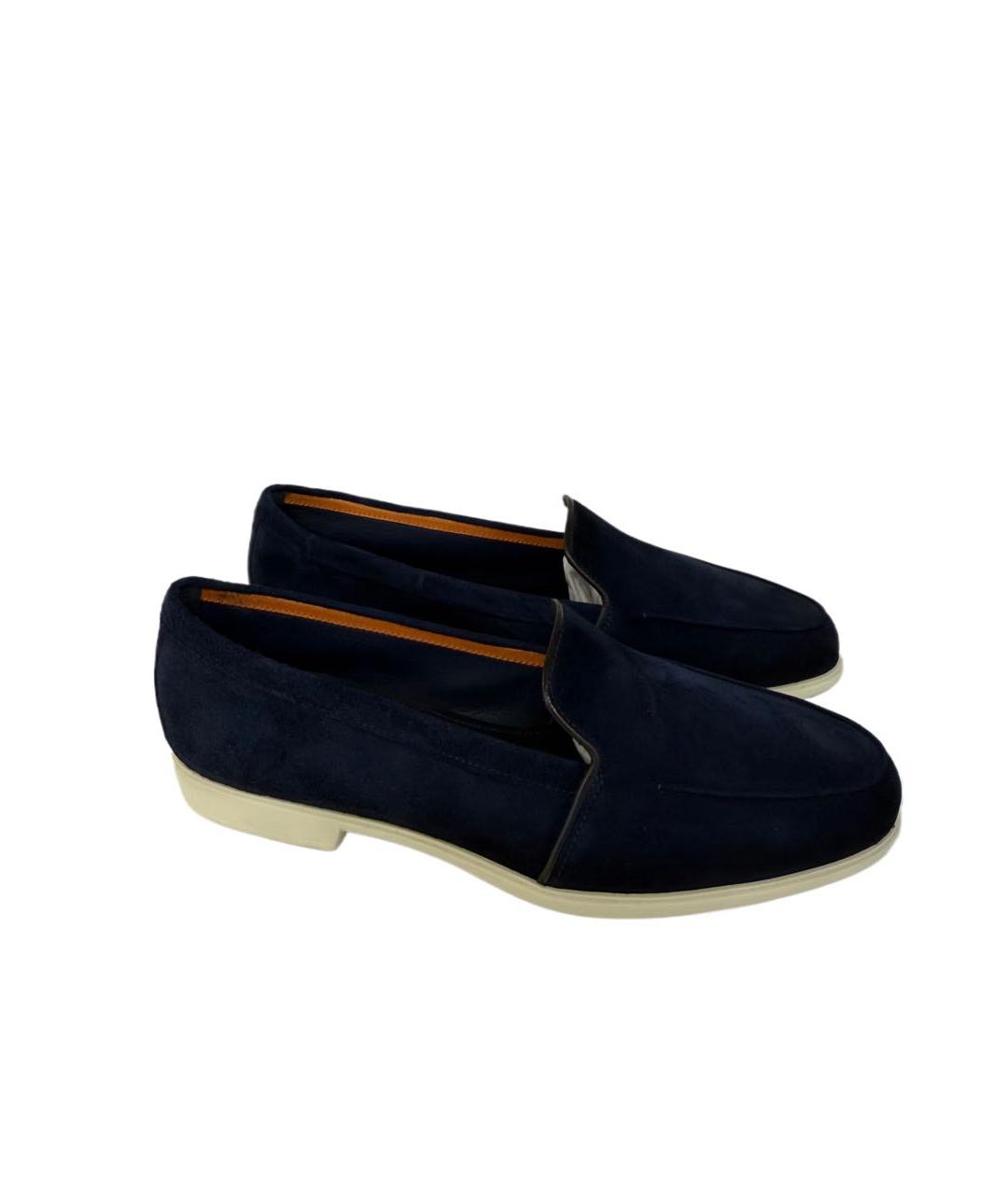 SANTONI Темно-синие замшевые лоферы, фото 2