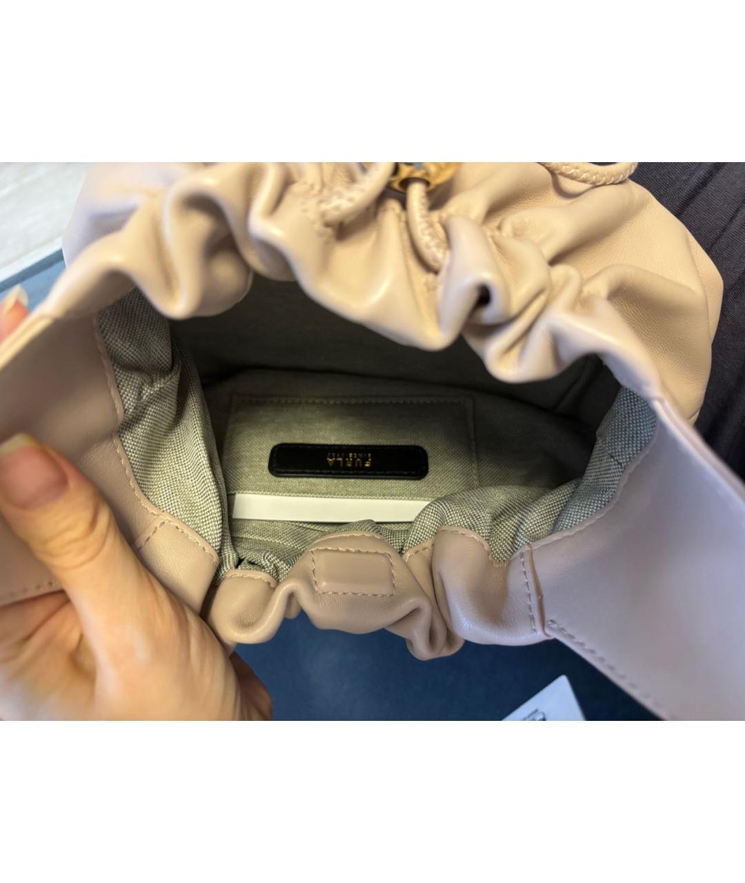 FURLA Розовая кожаная сумка с короткими ручками, фото 4