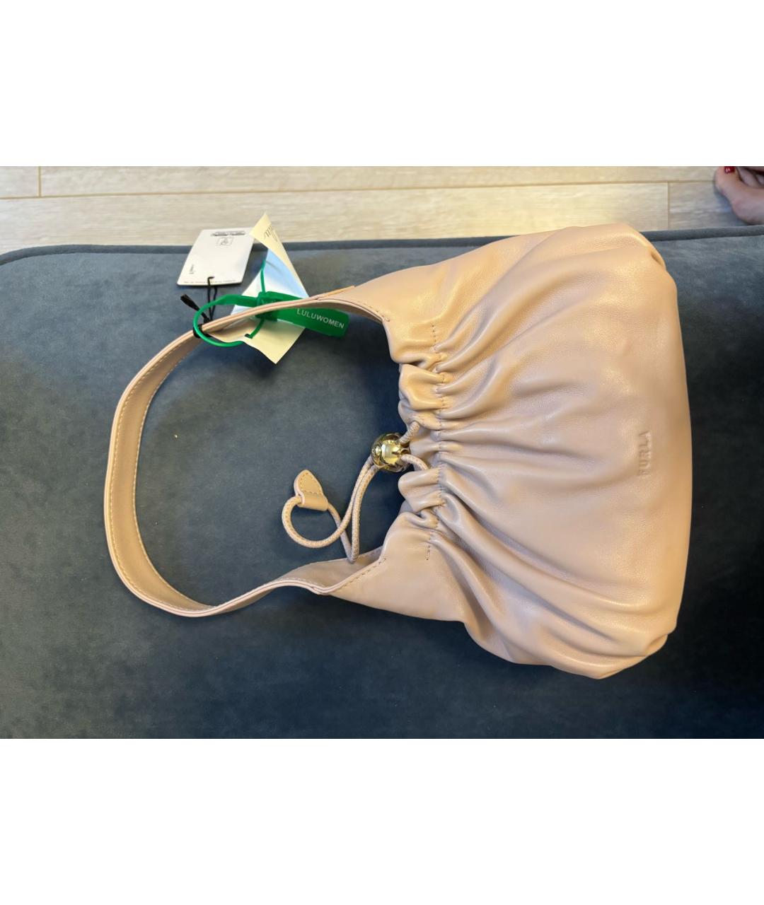 FURLA Розовая кожаная сумка с короткими ручками, фото 7