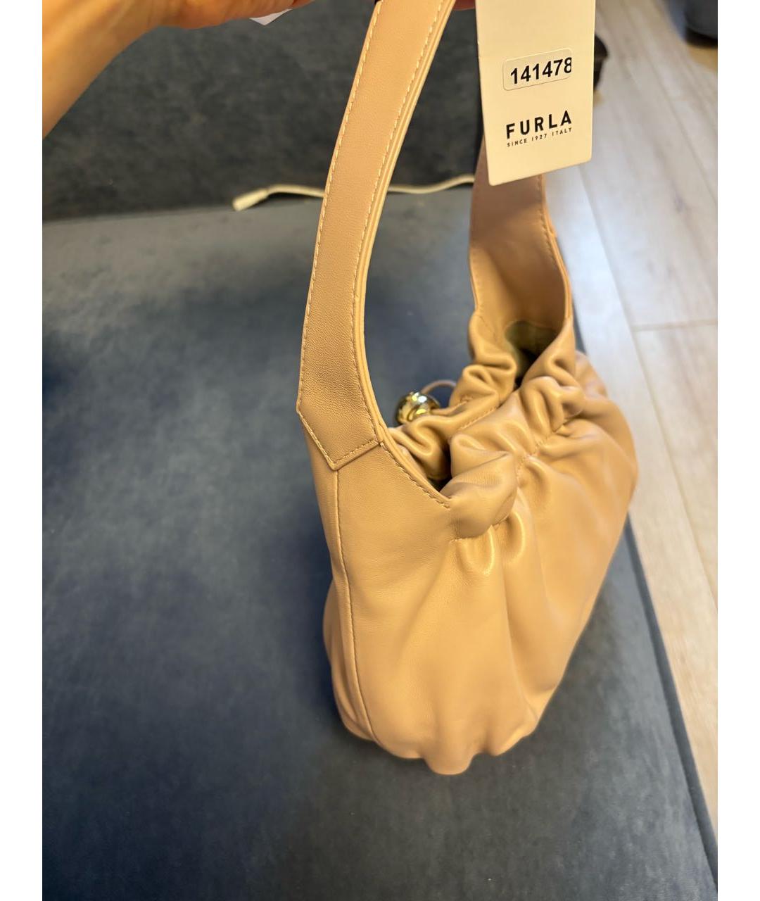 FURLA Розовая кожаная сумка с короткими ручками, фото 3