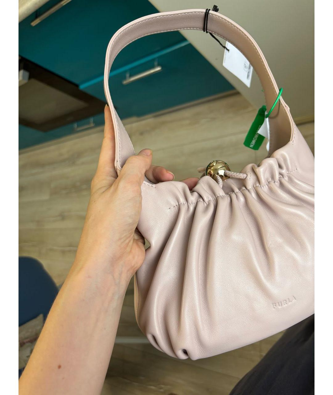 FURLA Розовая кожаная сумка с короткими ручками, фото 6