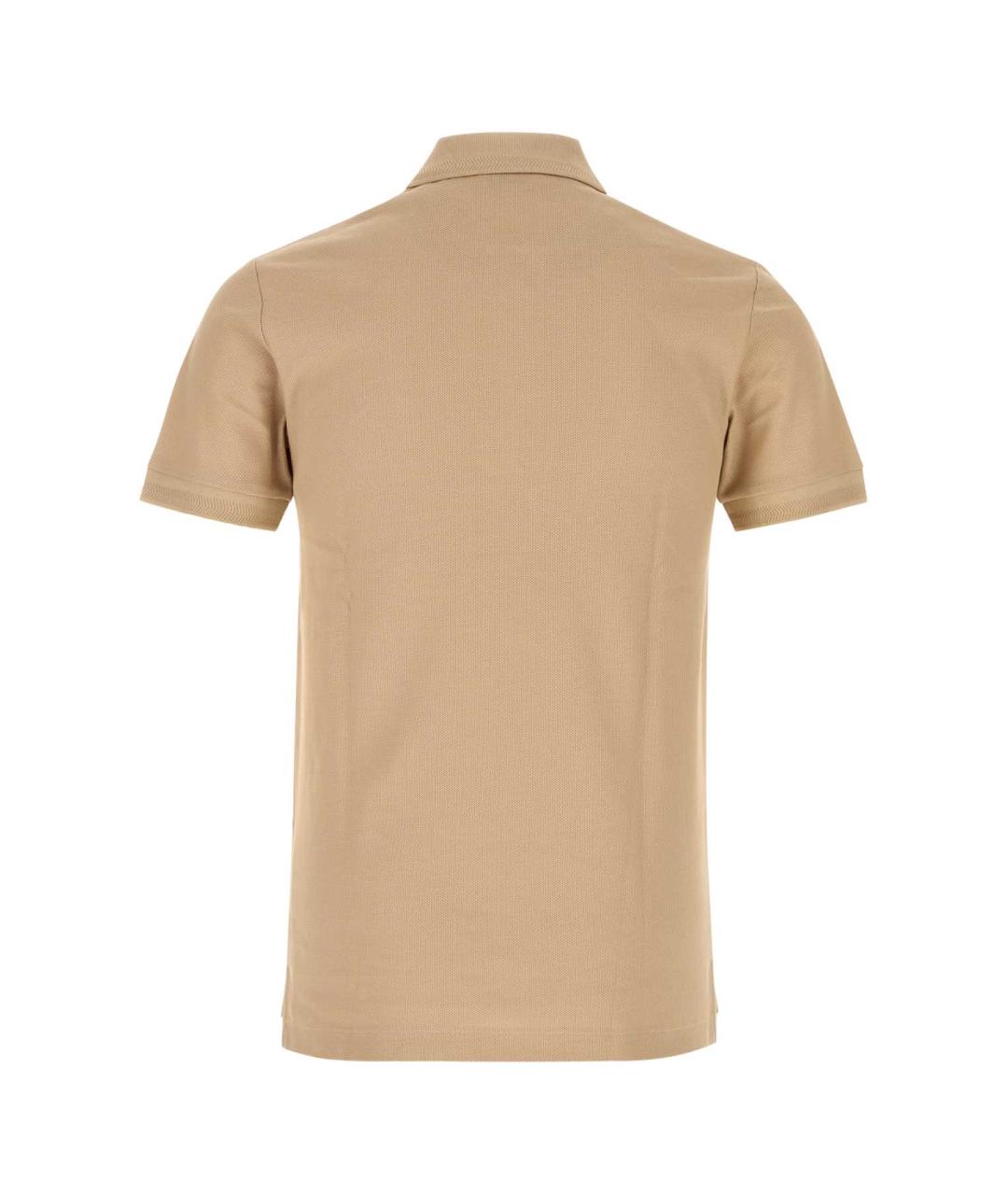 BURBERRY Бежевое хлопковое поло с коротким рукавом, фото 2