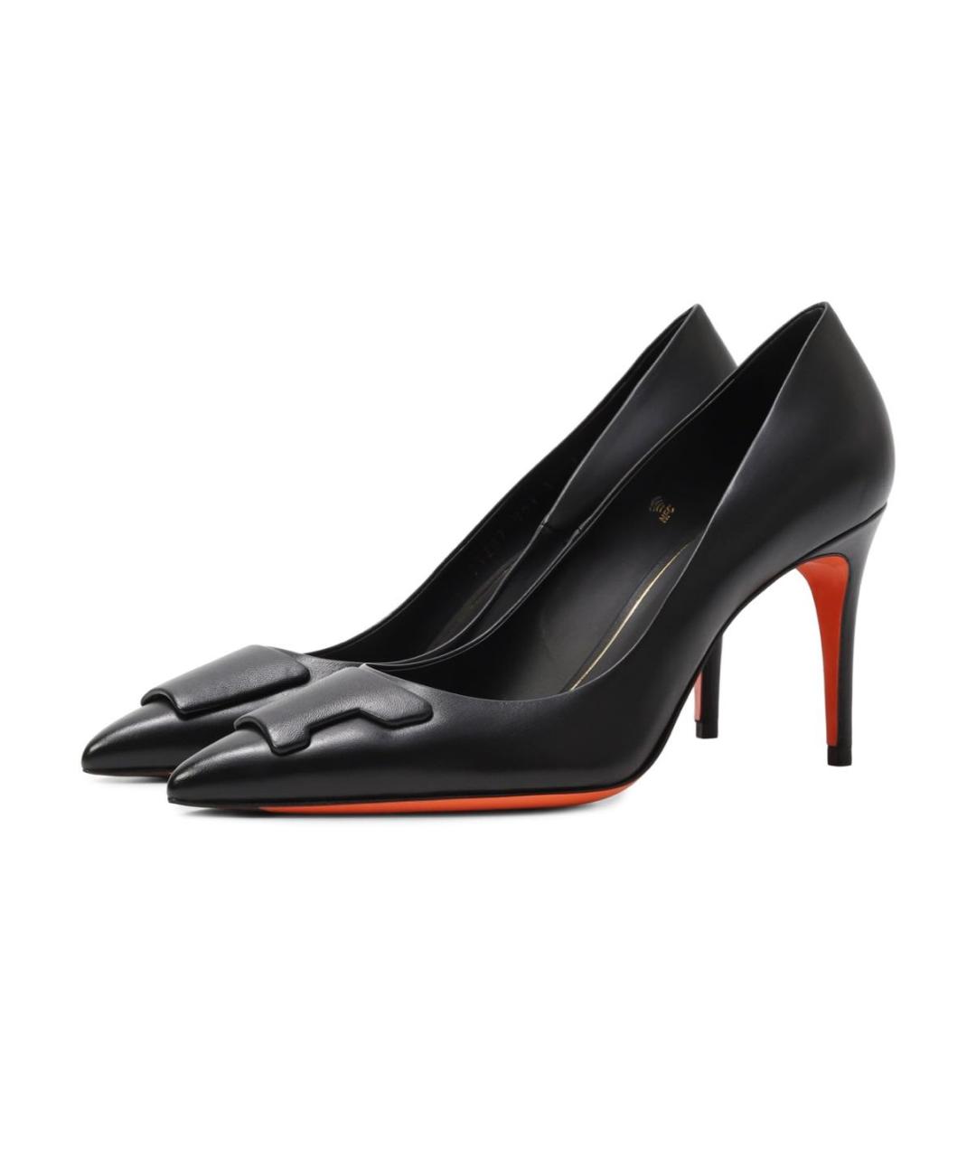 SANTONI Черные кожаные туфли, фото 2