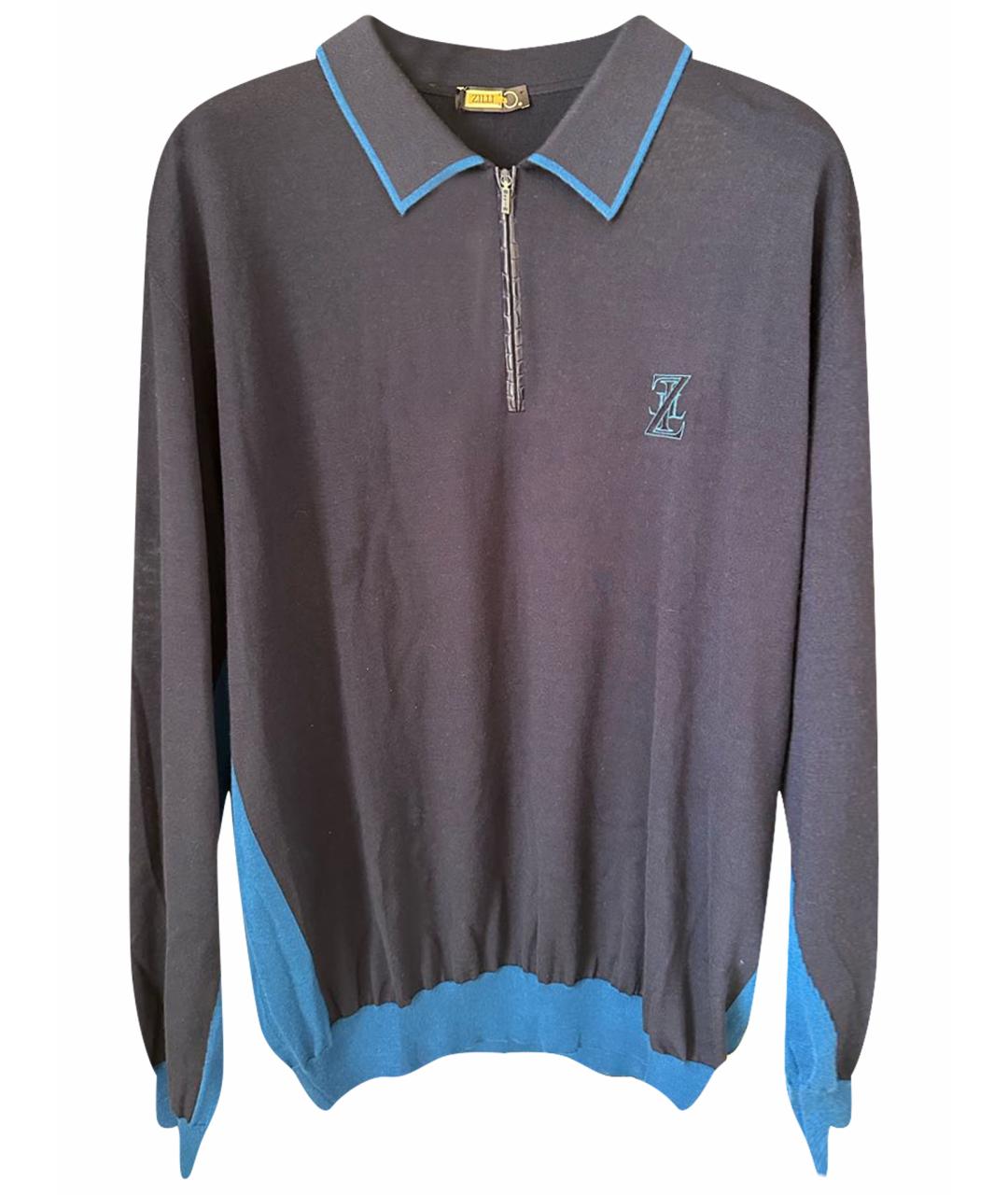 ZILLI Темно-синий кашемировый джемпер / свитер, фото 1