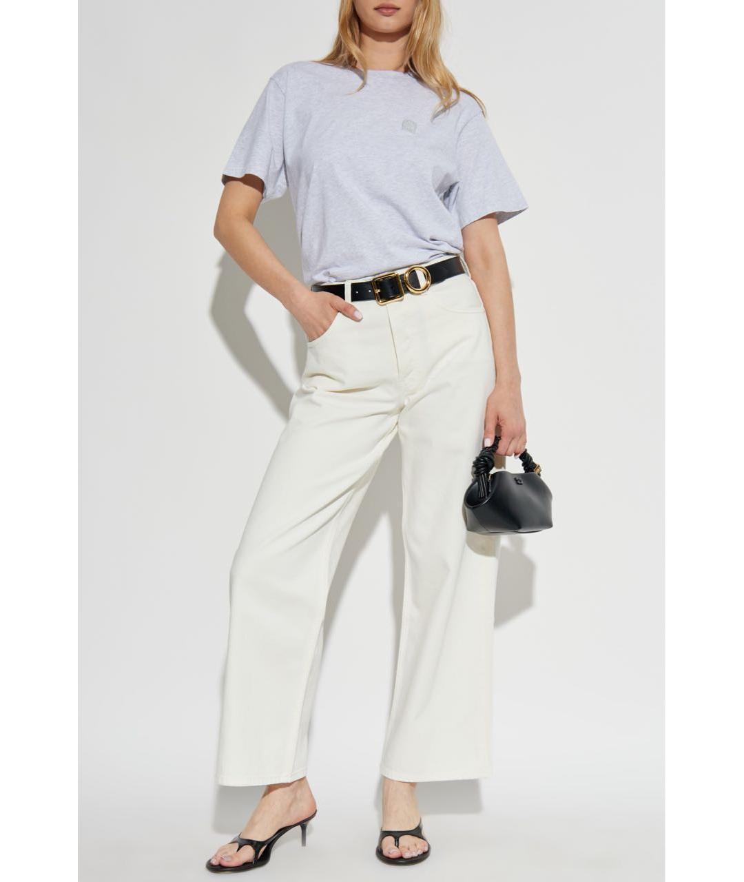 ANINE BING Белые хлопковые прямые джинсы, фото 3