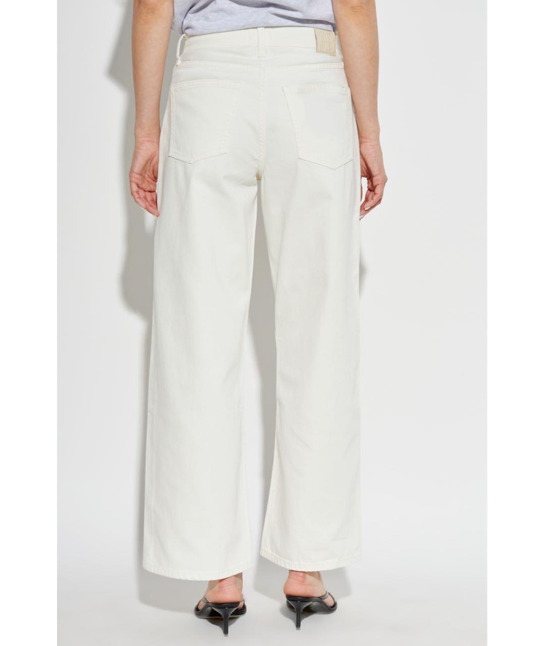 ANINE BING Белые хлопковые прямые джинсы, фото 4