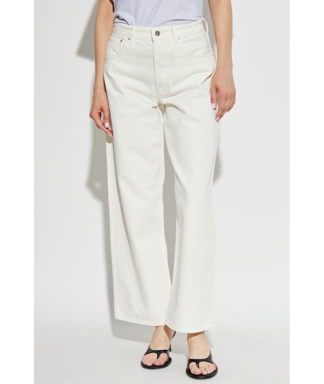 ANINE BING Белые хлопковые прямые джинсы, фото 2