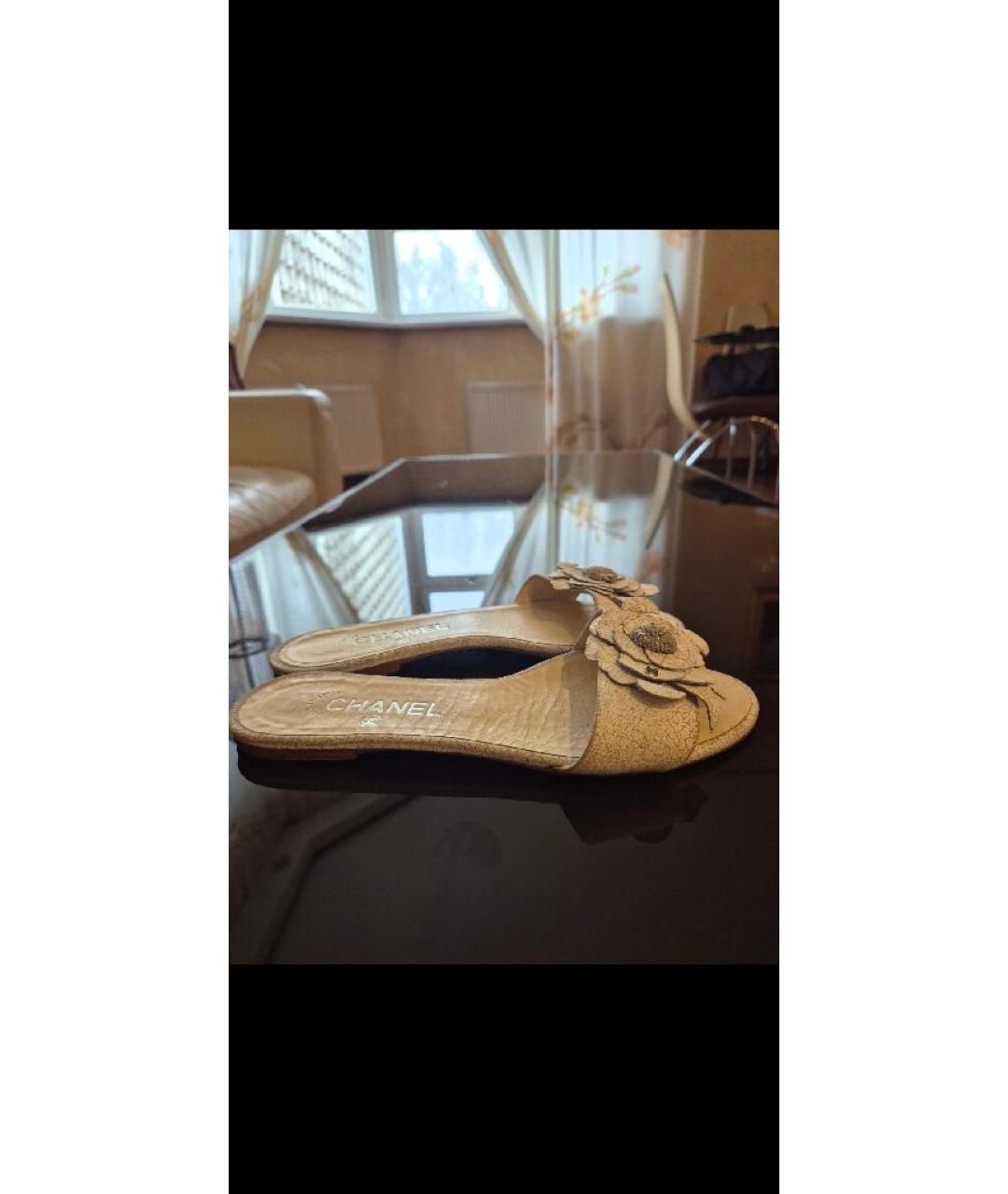 CHANEL Белые кожаные шлепанцы, фото 8