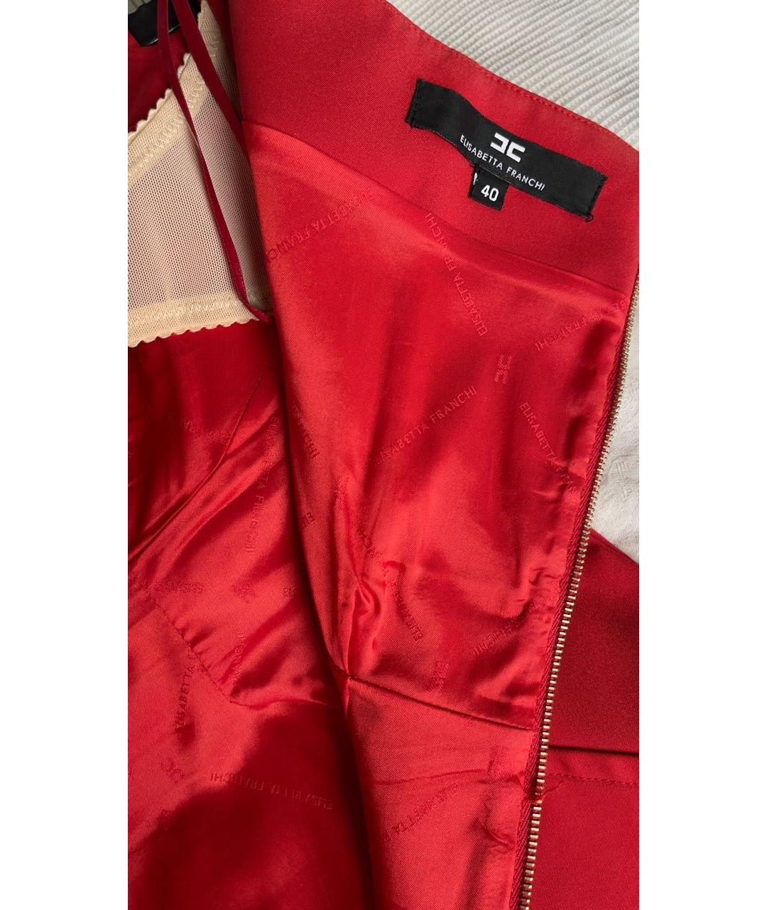 ELISABETTA FRANCHI Красное хлопко-эластановое вечернее платье, фото 3