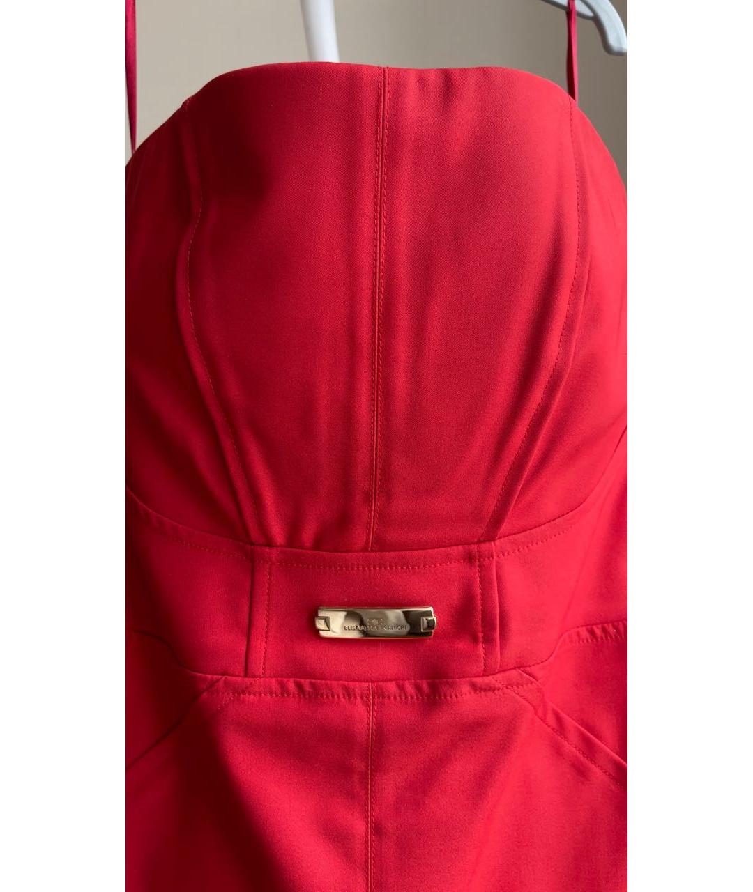 ELISABETTA FRANCHI Красное хлопко-эластановое вечернее платье, фото 4