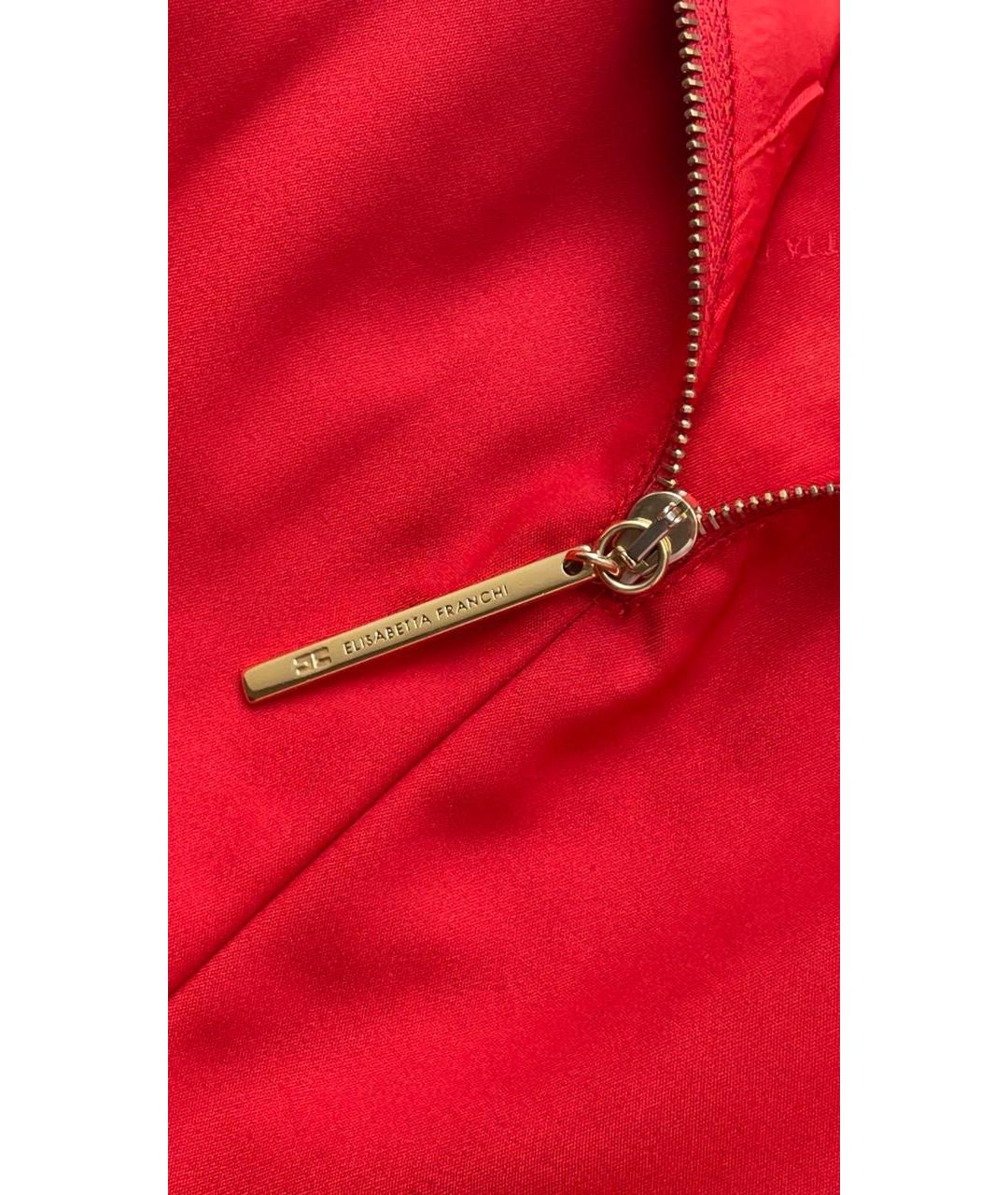 ELISABETTA FRANCHI Красное хлопко-эластановое вечернее платье, фото 8
