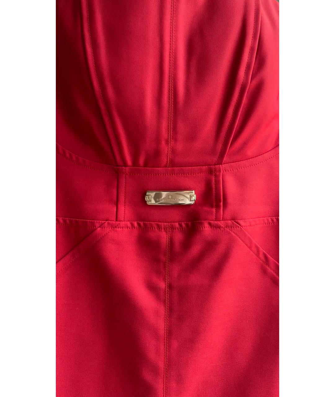 ELISABETTA FRANCHI Красное хлопко-эластановое вечернее платье, фото 6