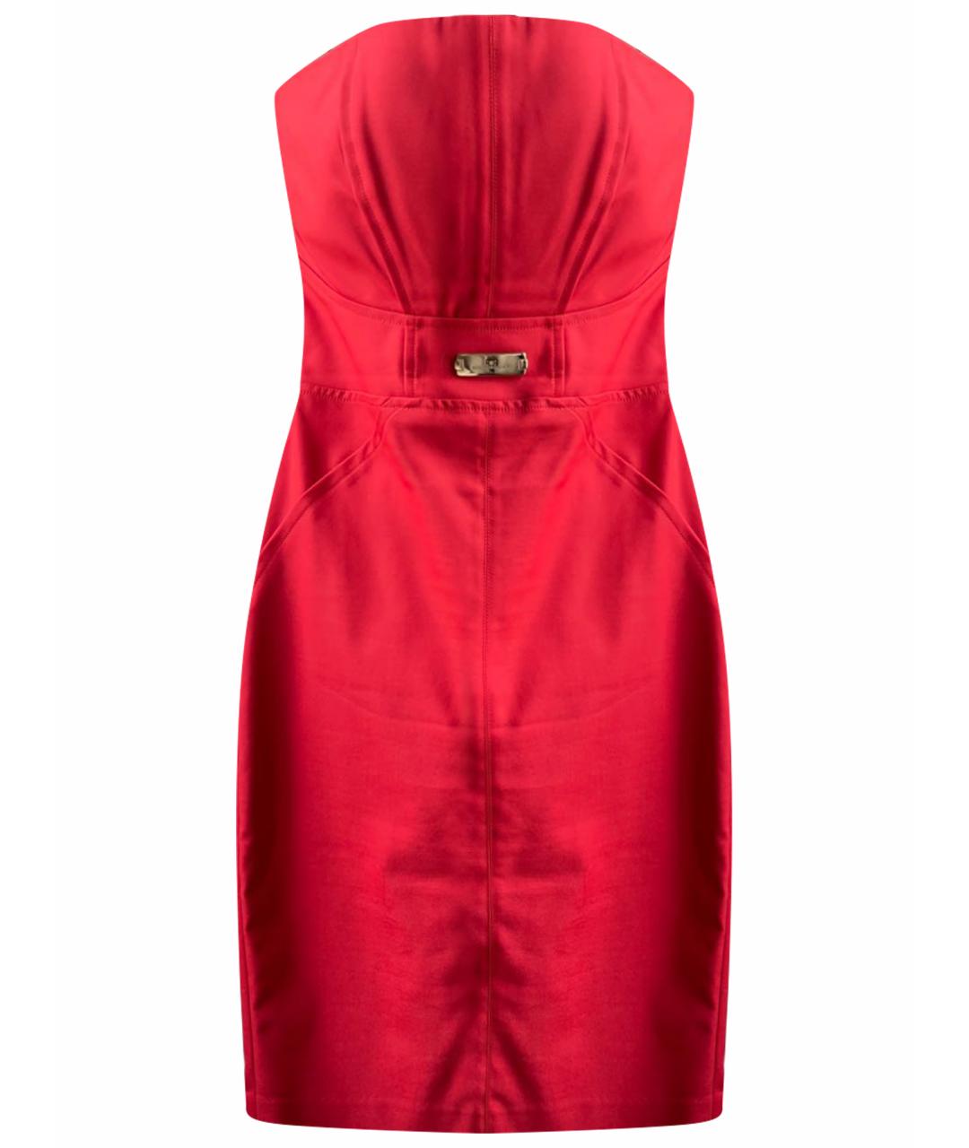 ELISABETTA FRANCHI Красное хлопко-эластановое вечернее платье, фото 1