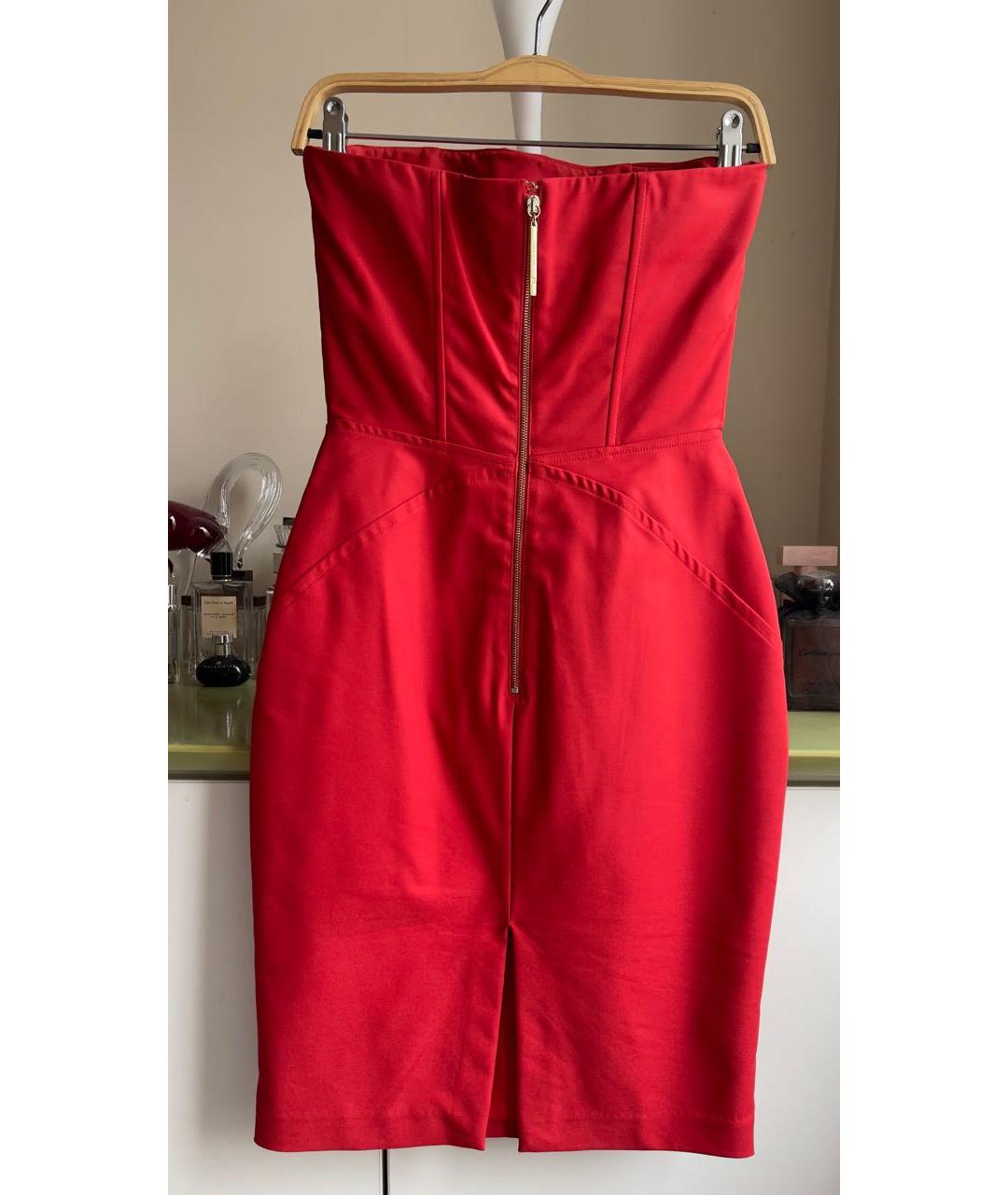 ELISABETTA FRANCHI Красное хлопко-эластановое вечернее платье, фото 2