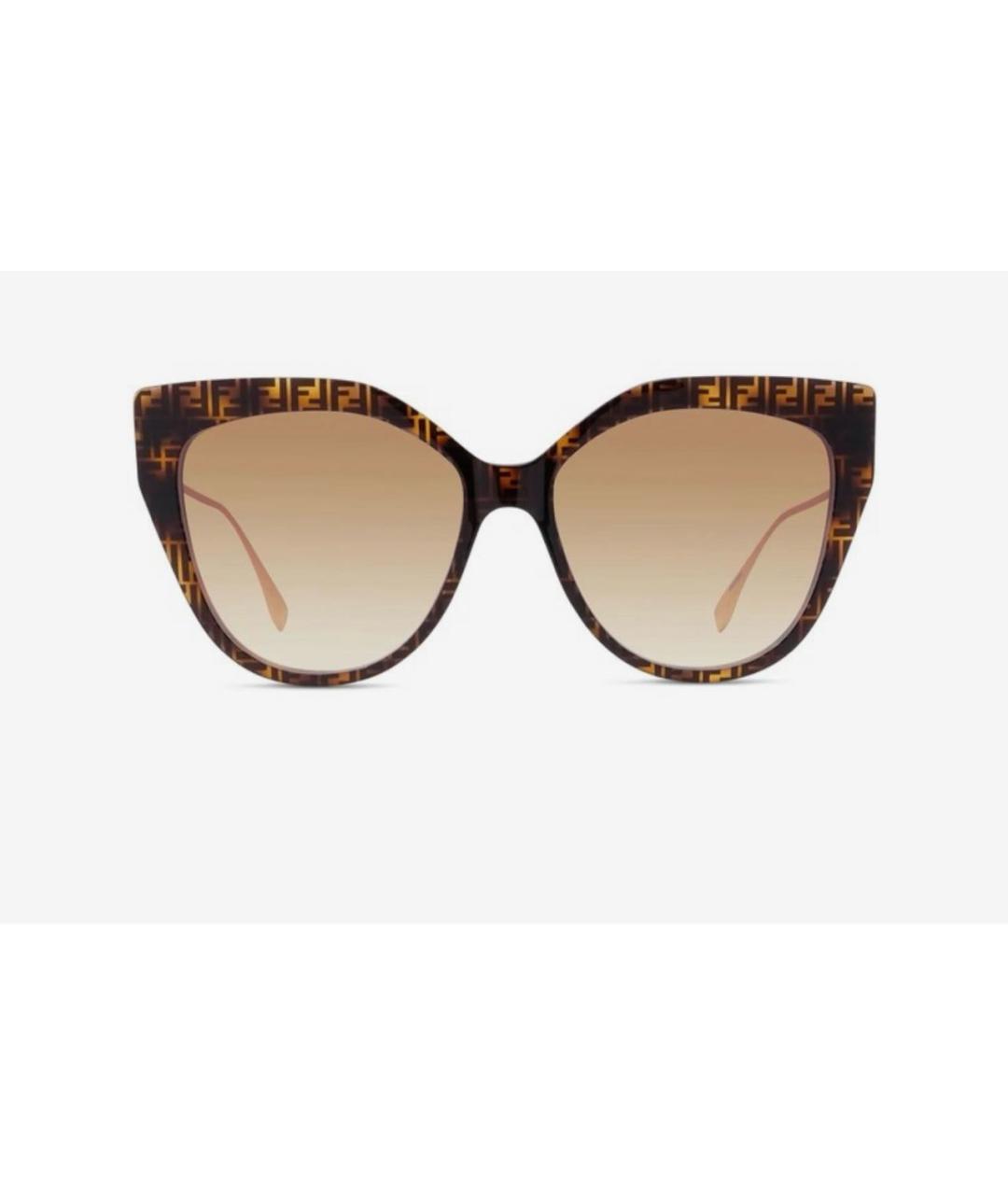 FENDI Коричневые металлические солнцезащитные очки, фото 2