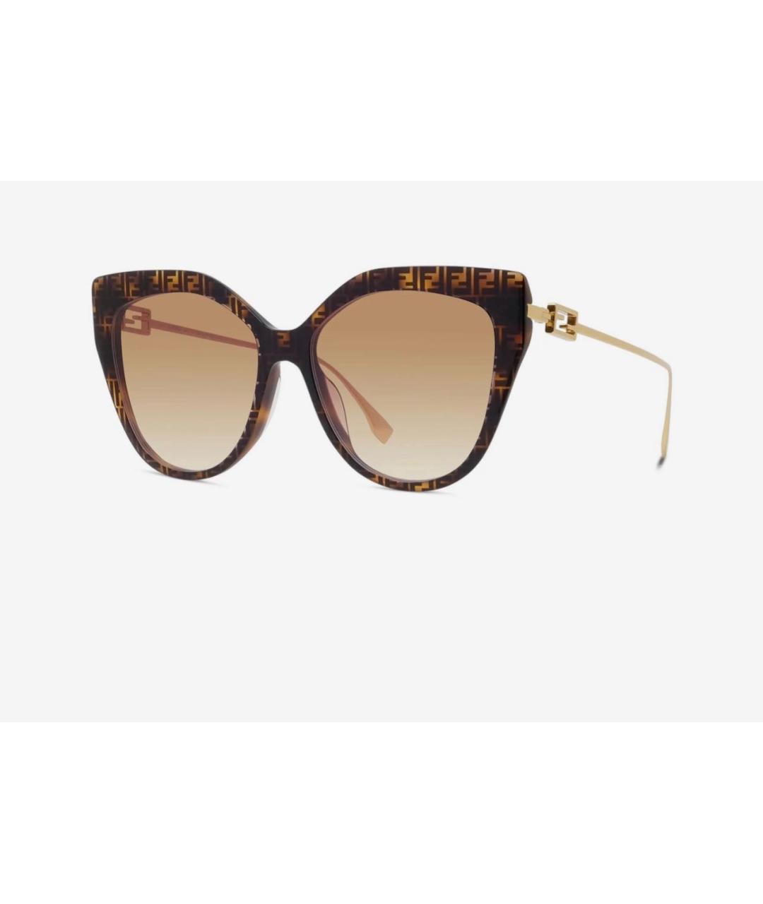 FENDI Коричневые металлические солнцезащитные очки, фото 6