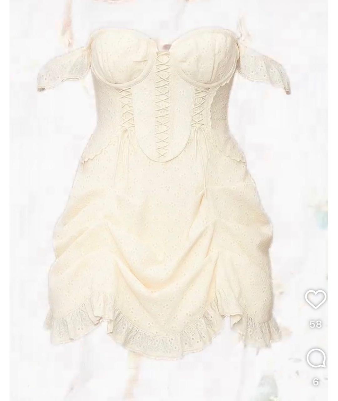 FOR LOVE AND LEMONS Белое хлопковое коктейльное платье, фото 9
