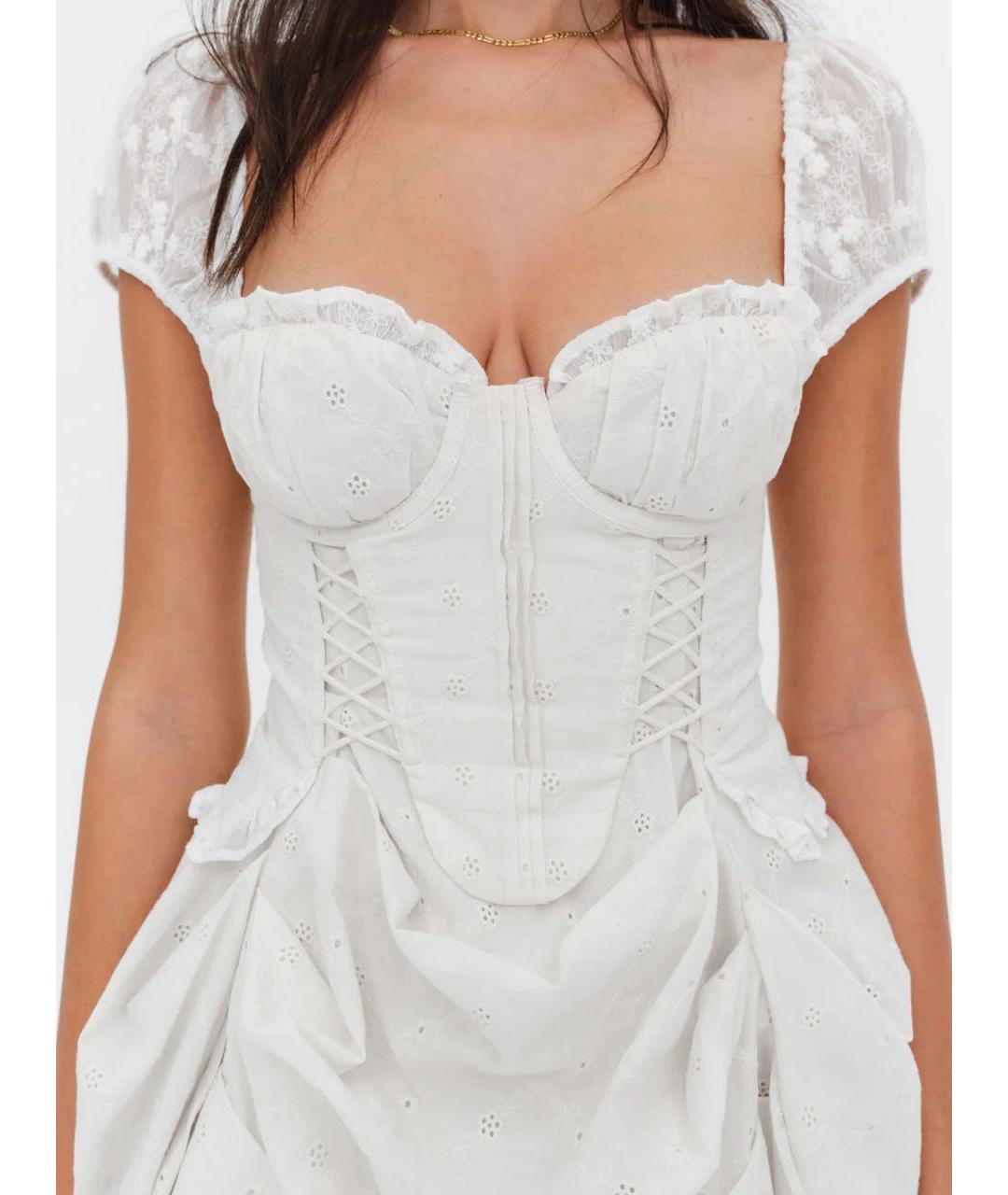 FOR LOVE AND LEMONS Белое хлопковое коктейльное платье, фото 4