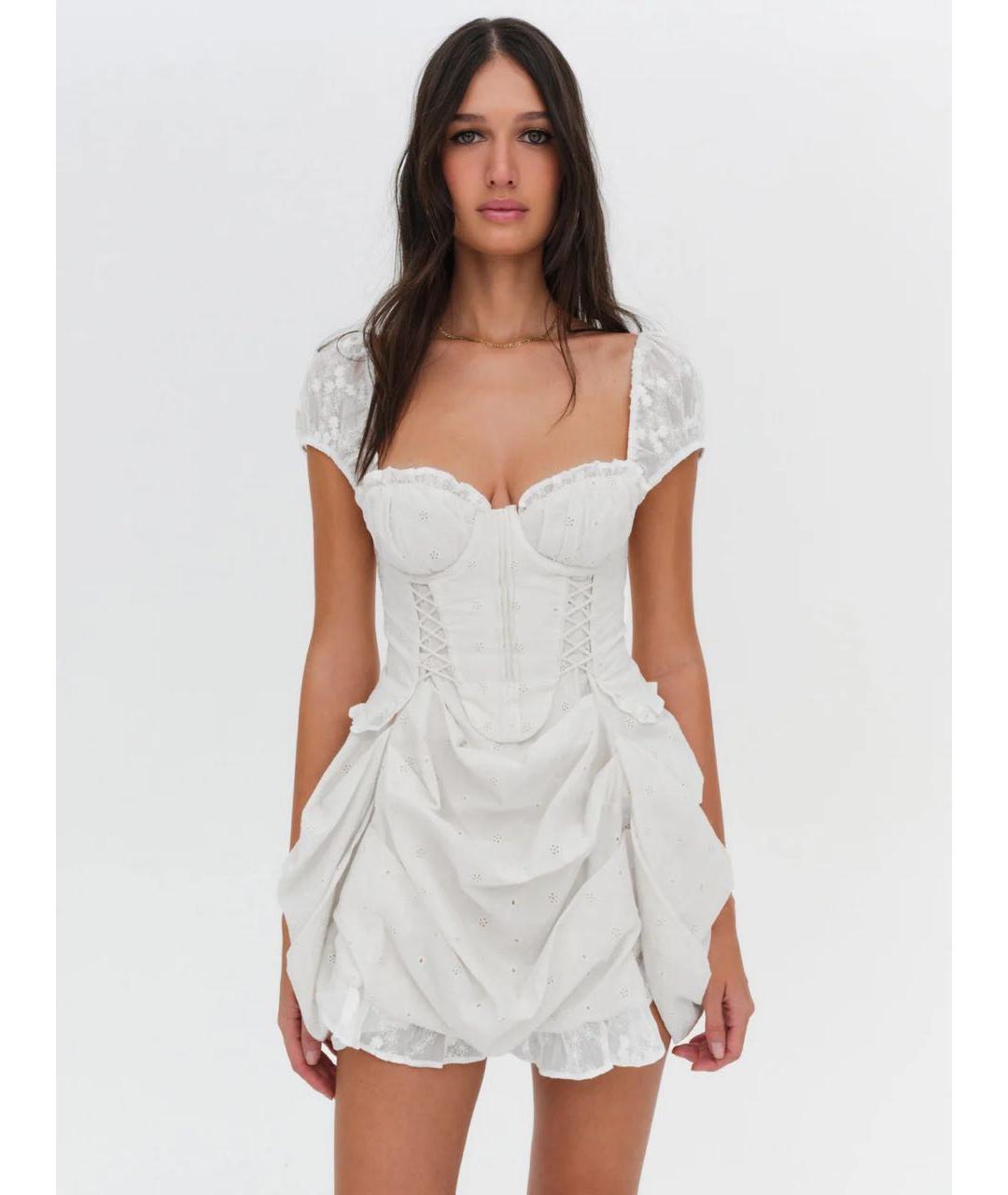 FOR LOVE AND LEMONS Белое хлопковое коктейльное платье, фото 2