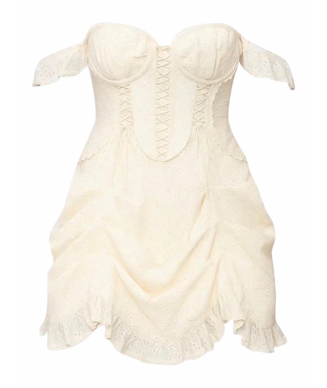 FOR LOVE AND LEMONS Белое хлопковое коктейльное платье, фото 1