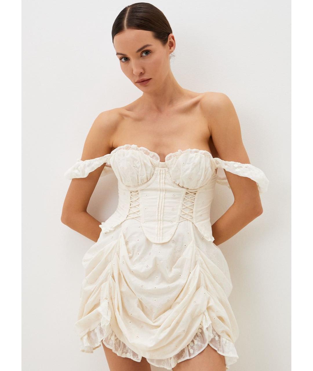 FOR LOVE AND LEMONS Белое хлопковое коктейльное платье, фото 6