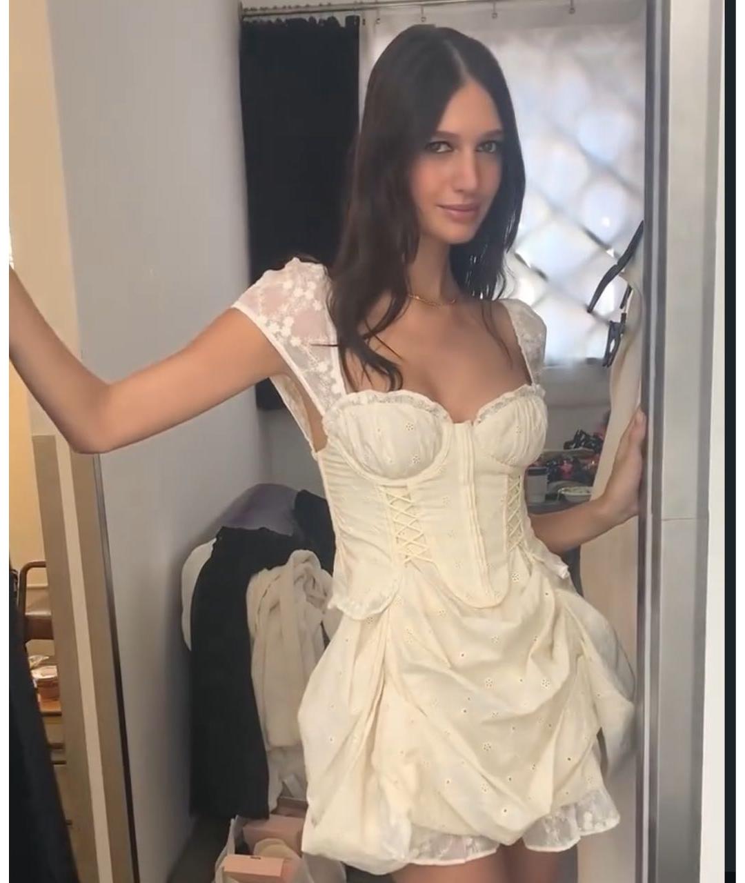 FOR LOVE AND LEMONS Белое хлопковое коктейльное платье, фото 8