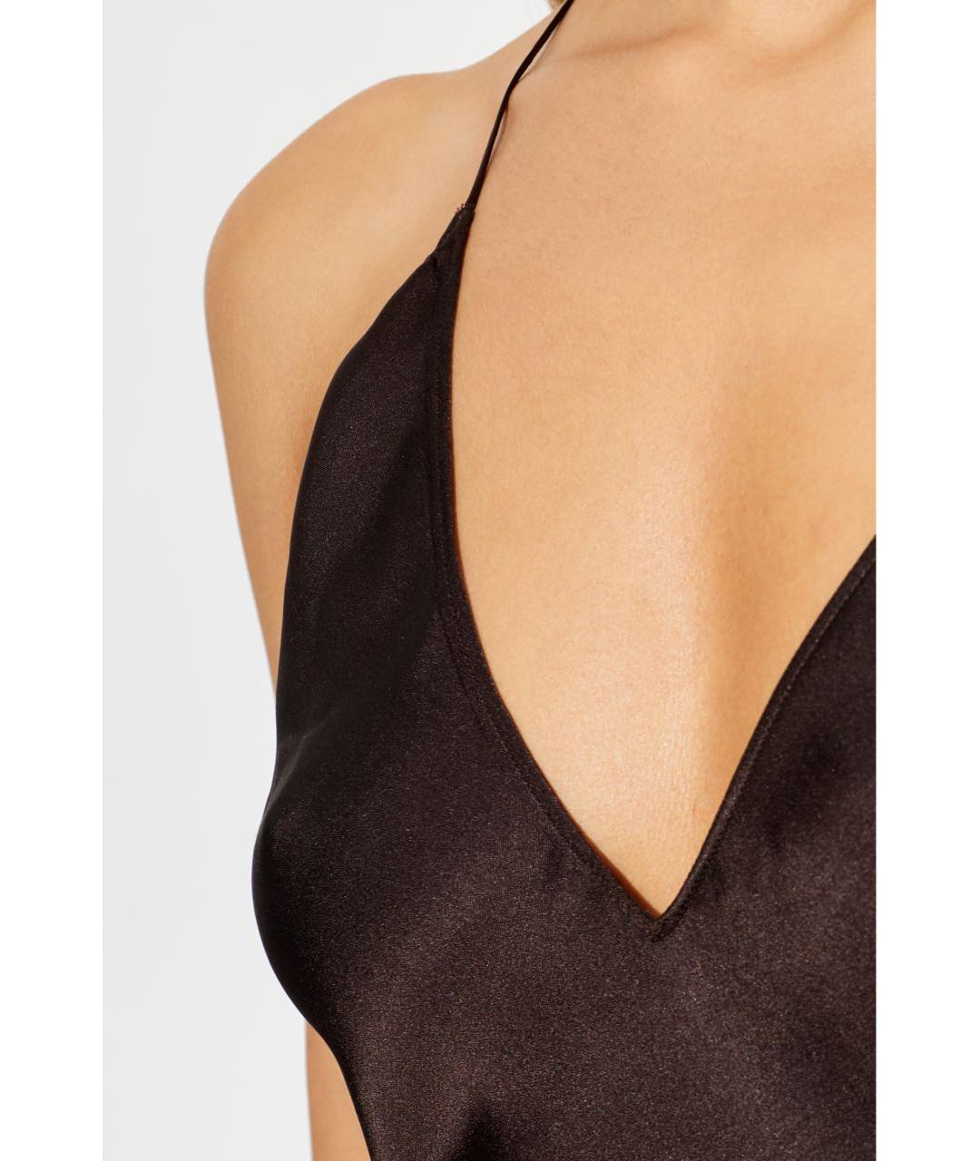 ANINE BING Коричневое шелковое вечернее платье, фото 5