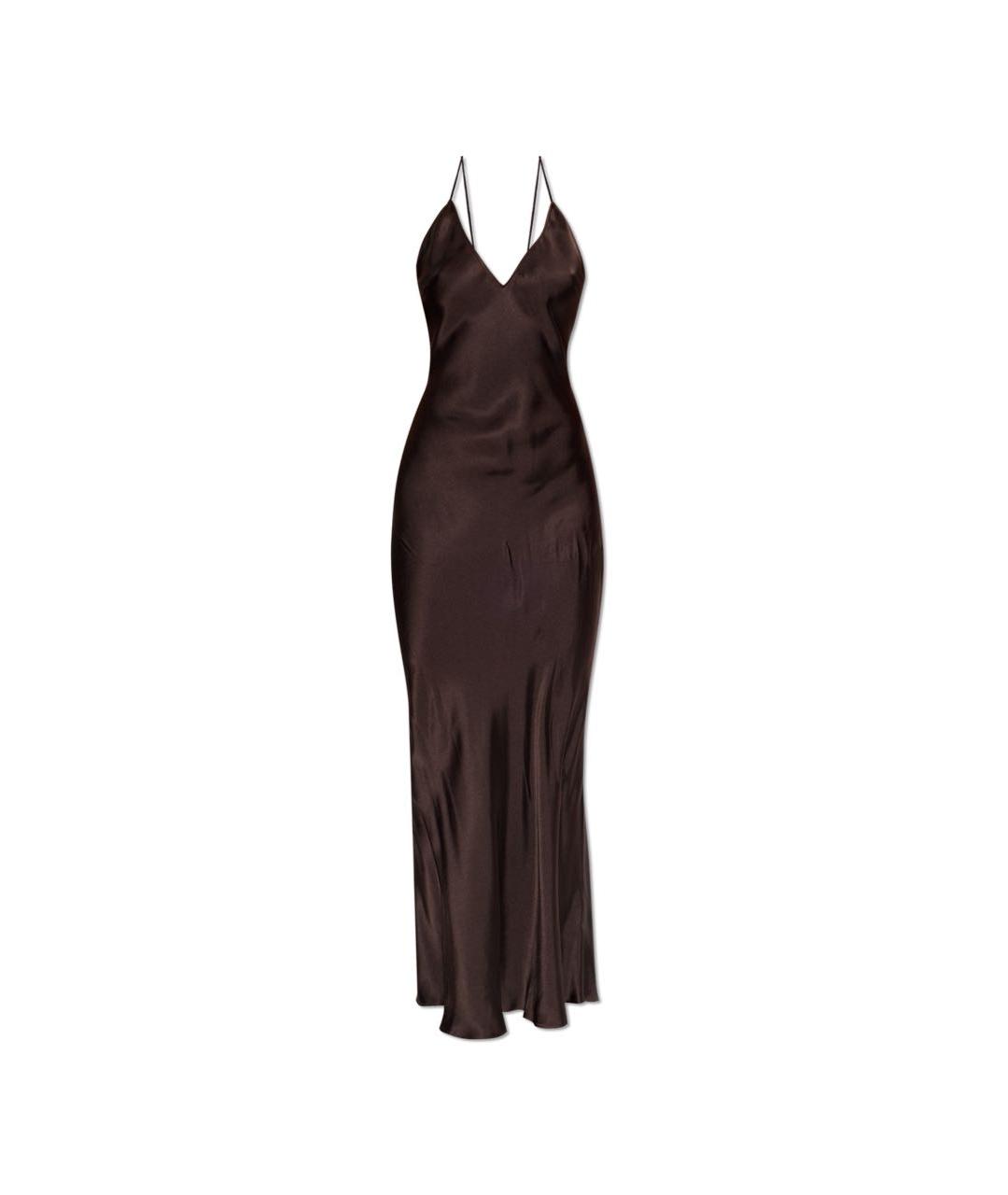 ANINE BING Коричневое шелковое вечернее платье, фото 6