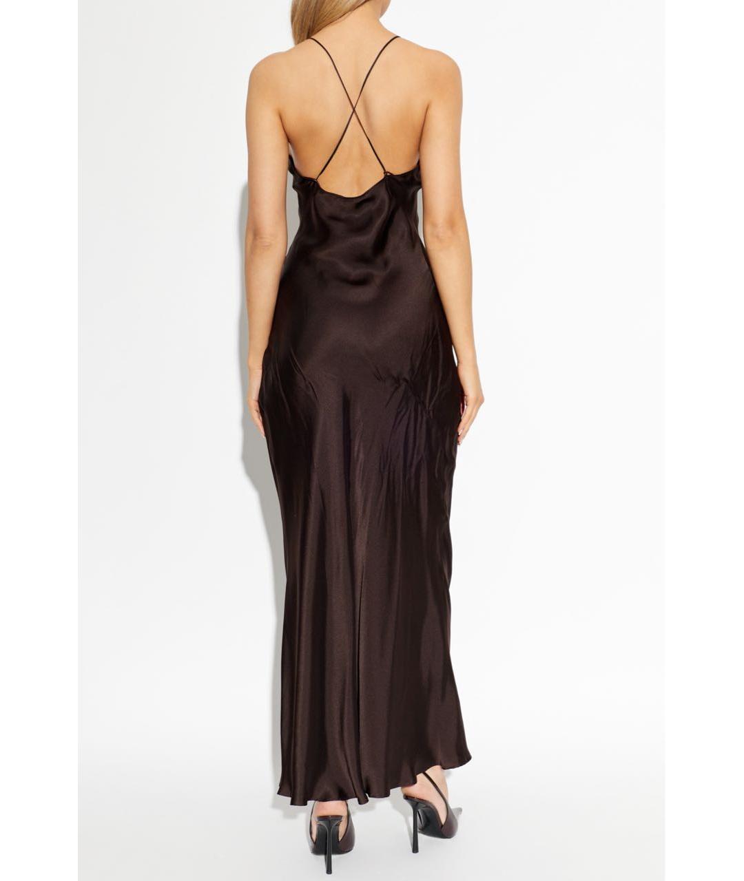 ANINE BING Коричневое шелковое вечернее платье, фото 4
