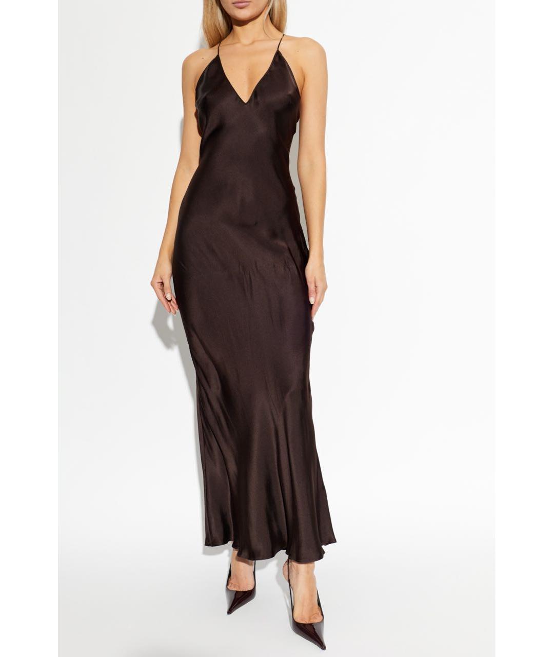 ANINE BING Коричневое шелковое вечернее платье, фото 3