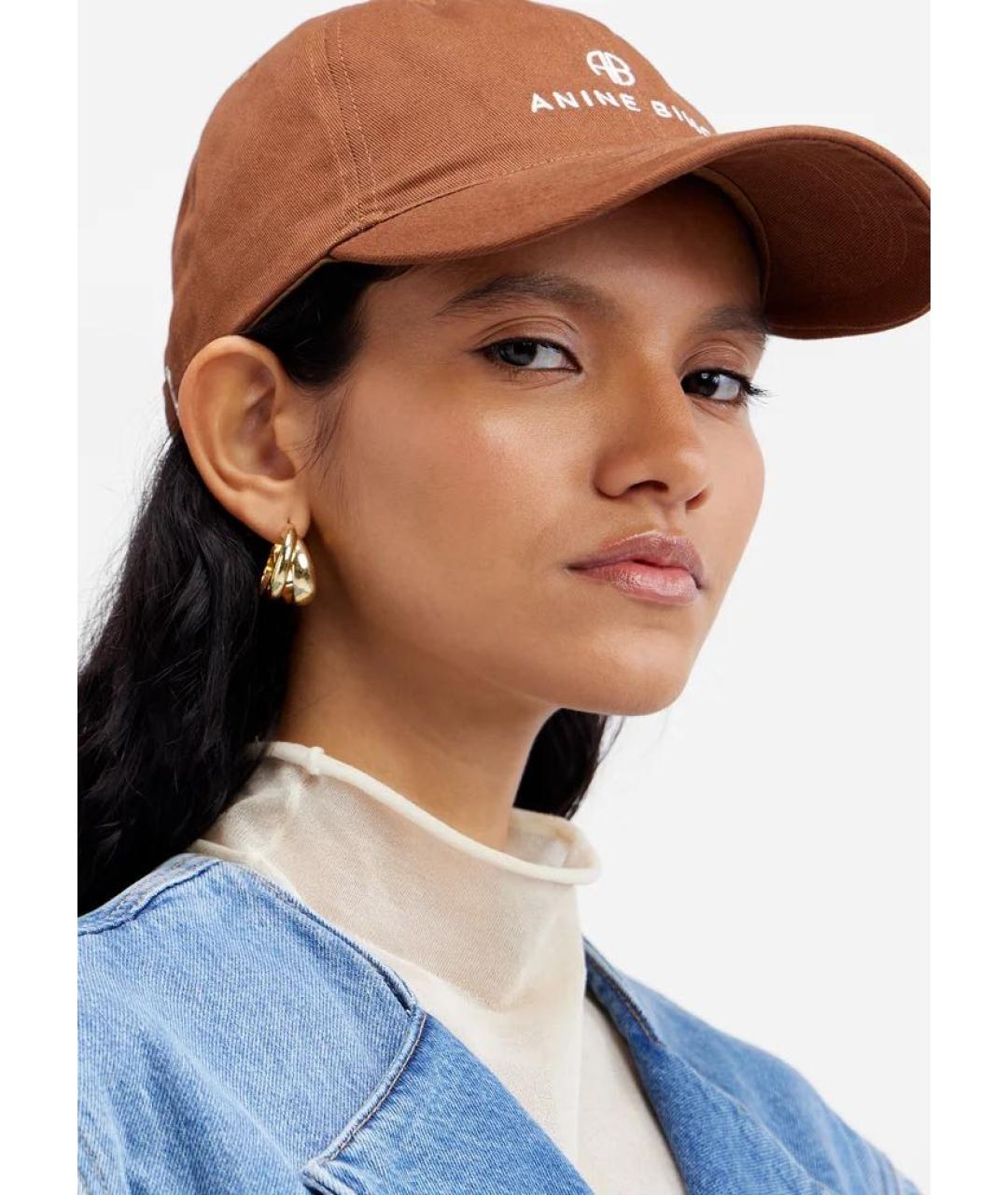 ANINE BING Коричневая хлопковая кепка, фото 5