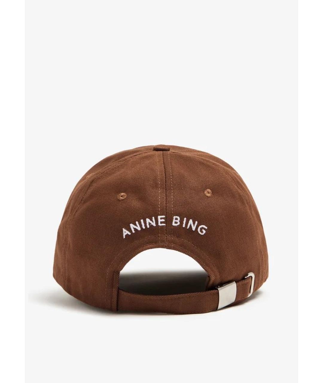 ANINE BING Коричневая хлопковая кепка, фото 3