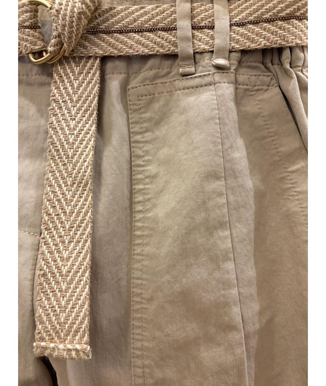 BRUNELLO CUCINELLI Бежевые хлопковые брюки и шорты, фото 4