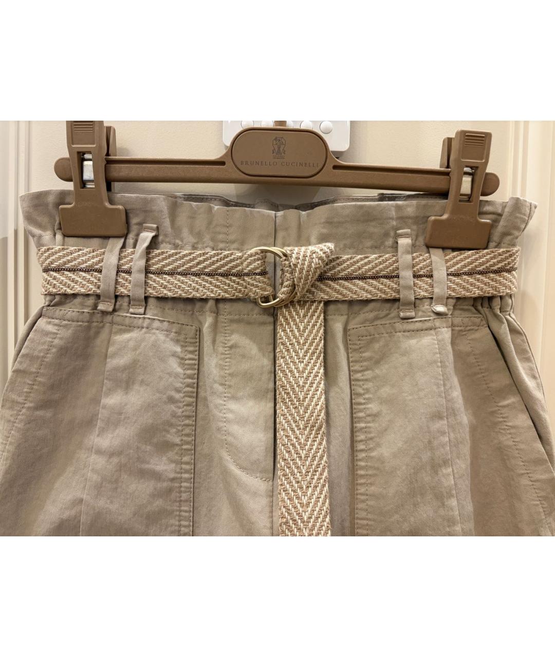 BRUNELLO CUCINELLI Бежевые хлопковые брюки и шорты, фото 3